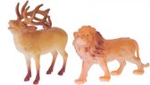 dierenset 2-delig leeuw en damhert 8 cm