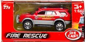 brandweervoertuig jeep 7,5 cm staal rood