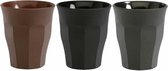 Duralex Picardie Espresso Kopjes | Set van 3 | 90 ml | Mat Kleuren | Zwart | Donker Grijs | Donker Bruin