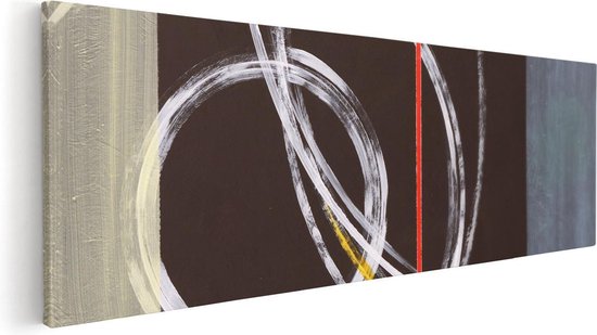 Artaza Canvas Schilderij Abstracte Cirkels met een Rode Lijn - 60x20 - Foto Op Canvas - Canvas Print