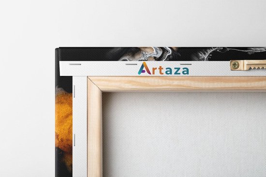 Artaza Canvas Schilderij Abstracte Kunst van Zwarte Gouden Verf - 60x20 - Foto Op Canvas - Canvas Print