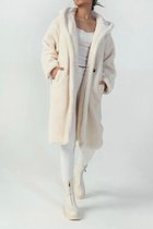 Teddy Hooded Coat White - Jas - Wit - Maat M/L - Luvee Fashion