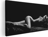 Artaza Canvas Schilderij Vrouw Naakt in Bed - Erotiek - Zwart Wit - 100x50 - Groot - Foto Op Canvas - Canvas Print