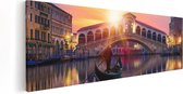 Artaza Canvas Schilderij Venetië - 120x40 cm - Groot - Wanddecoratie Zonsondergang - Muurdecoratie Gondel - Schilderijen Op Canvas Italië