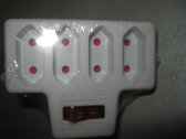 Euro Stopcontact Adapter 4-voud met Schakelaar wit