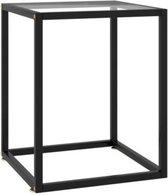 Bijzettafel Industriële Stijl – Tafeltje – Laptoptafel – Bedtafel - Zwart – Getint Glas – 40x40x50CM