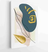 Canvas schilderij - Botanical watercolor wall art vector set. Earth tone boho foliage line art drawing with abstract shape 3 -    – 1903111354 - 115*75 Vertical