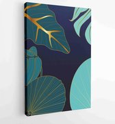 Canvas schilderij - Tropical leaf line arts design for packaging design, social media post, wall art,cover, banner, creative post, Gold geometric pattern design vector 2 -    – 181