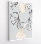 Canvas schilderij - Ginkgo leaves cover design background vector. Luxury Floral art deco. Gold natural wall art and pattern design 4 -    – 1813369858 - 40-30 Vertical