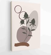 Canvas schilderij - Foliage line art drawing with abstract shape. Abstract Plant Art design for print, cover, wallpaper, Minimal and natural wall art. 2 -    – 1810924384 - 80*60 V