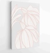 Canvas schilderij - Earth tone boho foliage line art drawing with abstract shape. Abstract Plant Art design for print, cover, wallpaper, Minimal and natural wall art. 1 -    – 1831