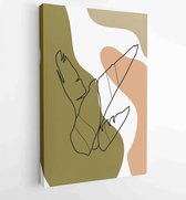 Canvas schilderij - Foliage line art drawing with abstract shape. Abstract Plant Art design for print, cover, wallpaper, Minimal and natural wall art. 4 -    – 1821354560 - 80*60 V