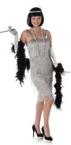 Karnival Costumes Charleston Flapper Kostuum Jaren 20 Danseres Carnavalskleding Dames - Zilver - Maat XL