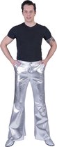 Funny Fashion - Glitter & Glamour Kostuum - Glanzend Zilveren Disco Godheid Broek Man - zilver - Maat 52-54 - Carnavalskleding - Verkleedkleding