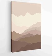 Canvas schilderij - Earth tones landscapes backgrounds set with moon and sun. Abstract Arts design for wall framed prints, canvas prints, poster, home decor, cover, wallpaper. 3 -