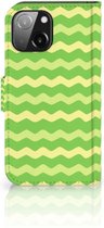 Telefoonhoesje geschikt voor iPhone 13 Mini Book Case Waves Green