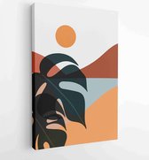 Canvas schilderij - Mountain and Botanical wall art vector set. Earth tones landscapes wallpaper 1 -    – 1924982630 - 80*60 Vertical