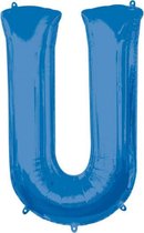 folieballon letter U 58 x 83 cm blauw