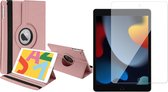 iPad 10.2 2021 Hoes 360 Graden Book Case Roségoud - iPad 10.2 2021 Screen Protector
