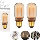BY EVE T45 LED Filament - 2 stuks - Champagne - Sfeerverlichting - Glasvezel - Dimbaar - A++ - Ø 45 mm - E27 - 3,5 W - 120 lumen - Vintage Ledlamp - Sfeerlamp