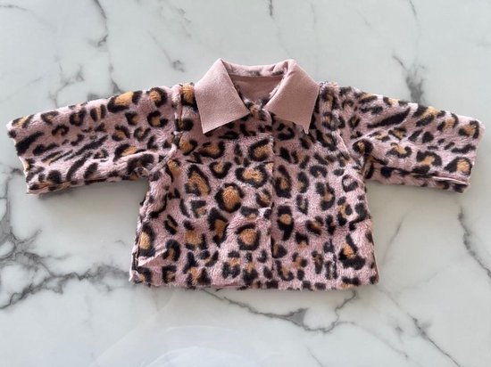 Baby meisjes jas imitatiebont panterprint roze 100% Polyester (2 kanten draagbaar) verkrijgbaar in de maten 56 t/m 86