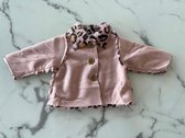 Baby meisjes winterjas imitatiebont panterprint roze 100% Polyester (2 kanten draagbaar) verkrijgbaar in de maten 56 t/m 86