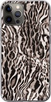 Coque iPhone 13 Pro - Imprimé panthère - Formes - Zwart - Marron - Siliconen