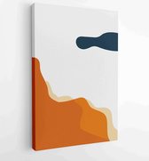 Canvas schilderij - Earth tones landscapes backgrounds set with moon and sun. Abstract Plant Art design for print, cover, wallpaper, Minimal and natural wall art. 4 -    – 18344281