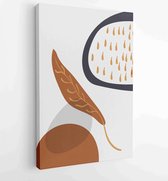 Canvas schilderij - Earth tone boho foliage line art drawing with abstract shape. Abstract Plant Art design for print, cover, wallpaper, Minimal and natural wall art. 4 -    – 1834