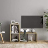 Tv-meubelen 2 st 72x35x36,5 cm spaanplaat wit sonoma eikenkleur