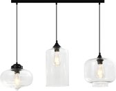 QUVIO Hanglamp retro - Lampen - Plafondlamp - Verlichting - Verlichting plafondlampen - Keukenverlichting - Lamp - E27 Fitting - Met 3 Lichtpunten - Voor binnen - Metaal - Glas - 80 x 26 cm (