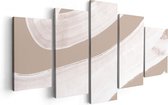 Pentaptyque Artaza - Peinture sur toile - Art abstrait - Rayures Witte sur beige - 100x50 - Photo sur toile - Impression sur toile