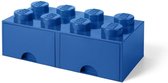 opbergsteen met lades 8 noppen 50 x 18 cm PP blauw