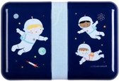 broodtrommel Astronauten 18 cm blauw