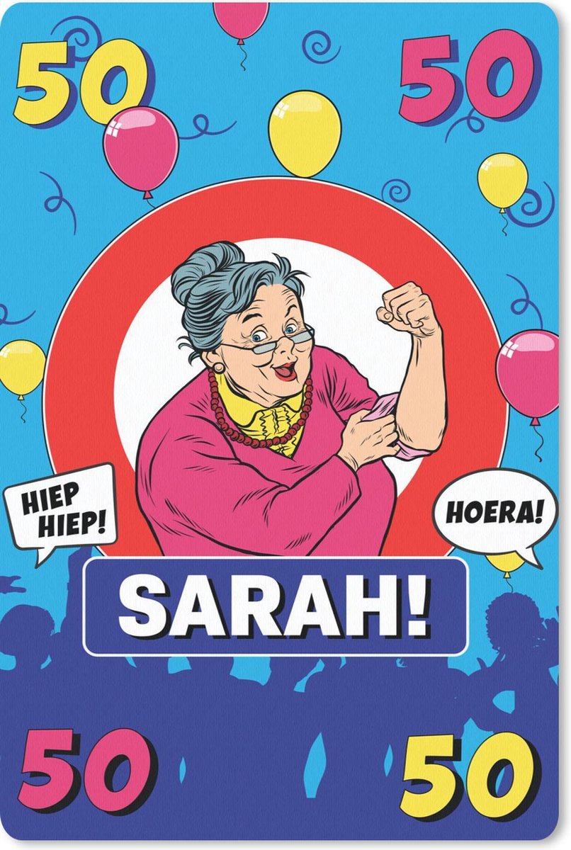 Muismat 18x27 cm - Mousepad Verjaardag - 50 Jaar Sarah - Ballonnen - Muismatten