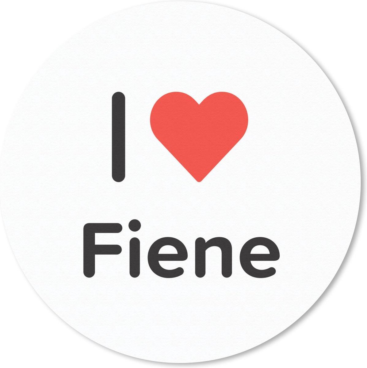 Muismat rond 20x20 cm - Mousepad I love - Fiene - Meisje - Ronde muismatten