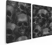 Artaza - Diptyque Peinture Sur Toile - Crânes - Crânes - Crânes - 120x80 - Photo Sur Toile - Impression Sur Toile