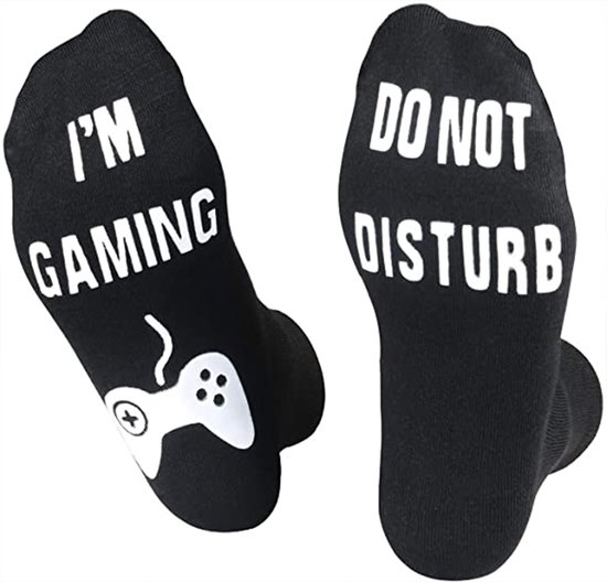 Chaussettes de Gaming drôles - Zwart - antidérapantes - ne pas déranger - taille unique - cadeau hommes - chaussettes de la maison - pendaison de crémaillère - cadeaux - anniversaire - cadeau papa - papa