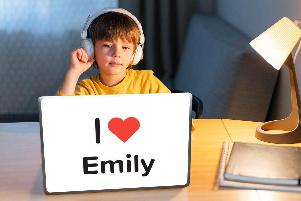 Laptop sticker - 13.3 inch - I love - Emily - Meisje - 31x22,5cm - Laptopstickers - Laptop skin - Cover