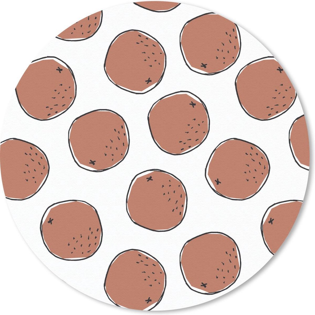 Muismat rond 30x30 cm - Mousepad Zomer - Kokosnoten - Bruin - Wit - Ronde muismatten