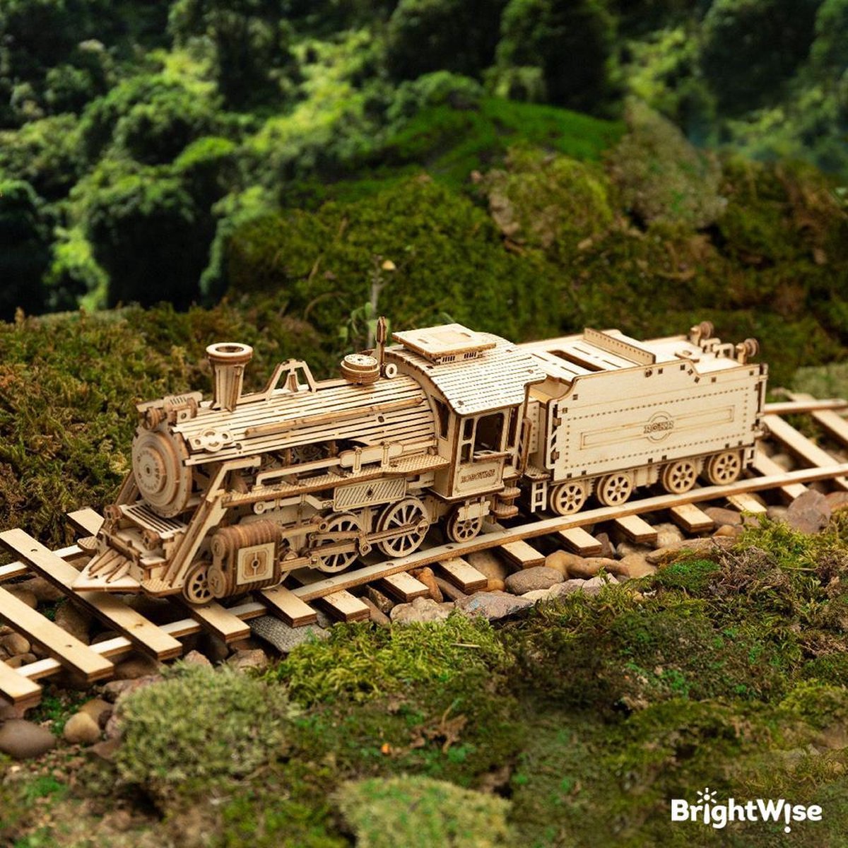 BrightWise® Robotime Stoomtrein Stoomlocomotief Hout Modelbouw Pakket Zonder Lijm - Bouwpakketten volwassenen - Bouwpakketten kinderen - Modelbouwpakketten volwassenen - Miniatuur bouwpakket volwassenen — afbeelding 6