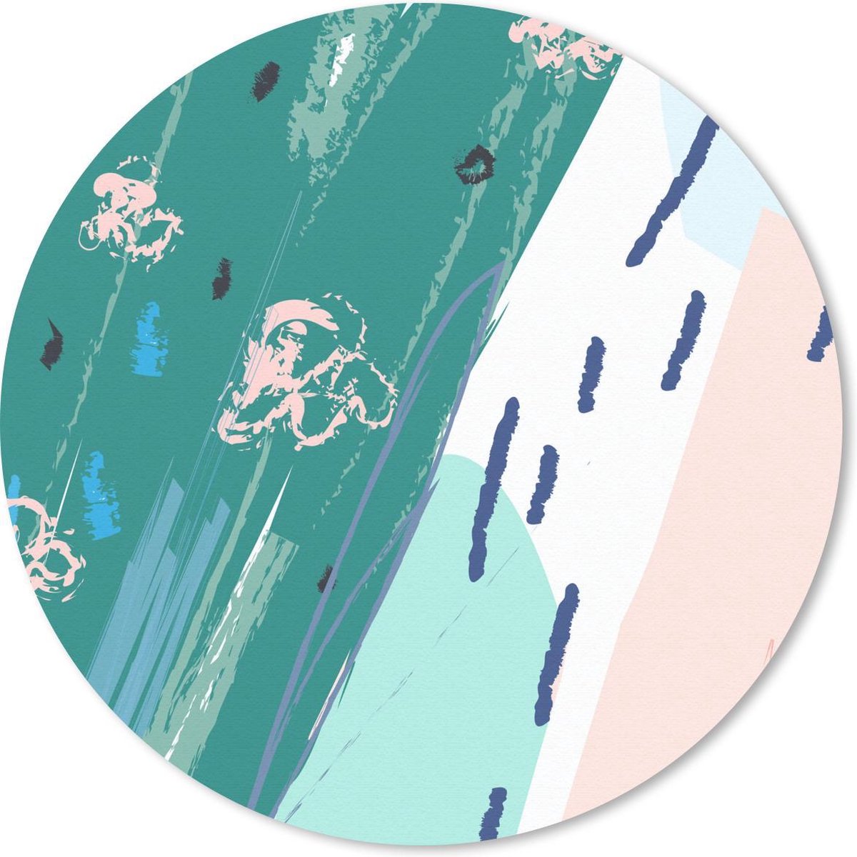 Muismat rond 20x20 cm - Mousepad Zomer - Abstract - Blauw - Ronde muismatten