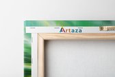 Artaza - Canvas Schilderij Drieluik - Abstracte Kunst - Groen met Gele Verf - 120x60 - Foto Op Canvas - Canvas Print