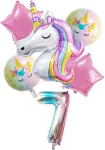 Unicorn Ballonnen – 6-Delige Folieballonnen Set – Cijfer 7
