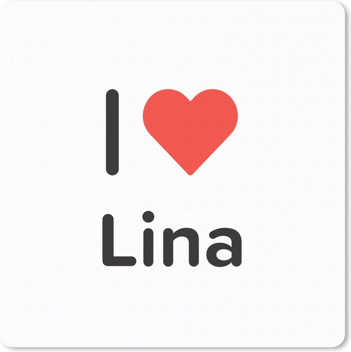 Muismat 20x20 cm - Mousepad I love - Lina - Meisje - Muismatten