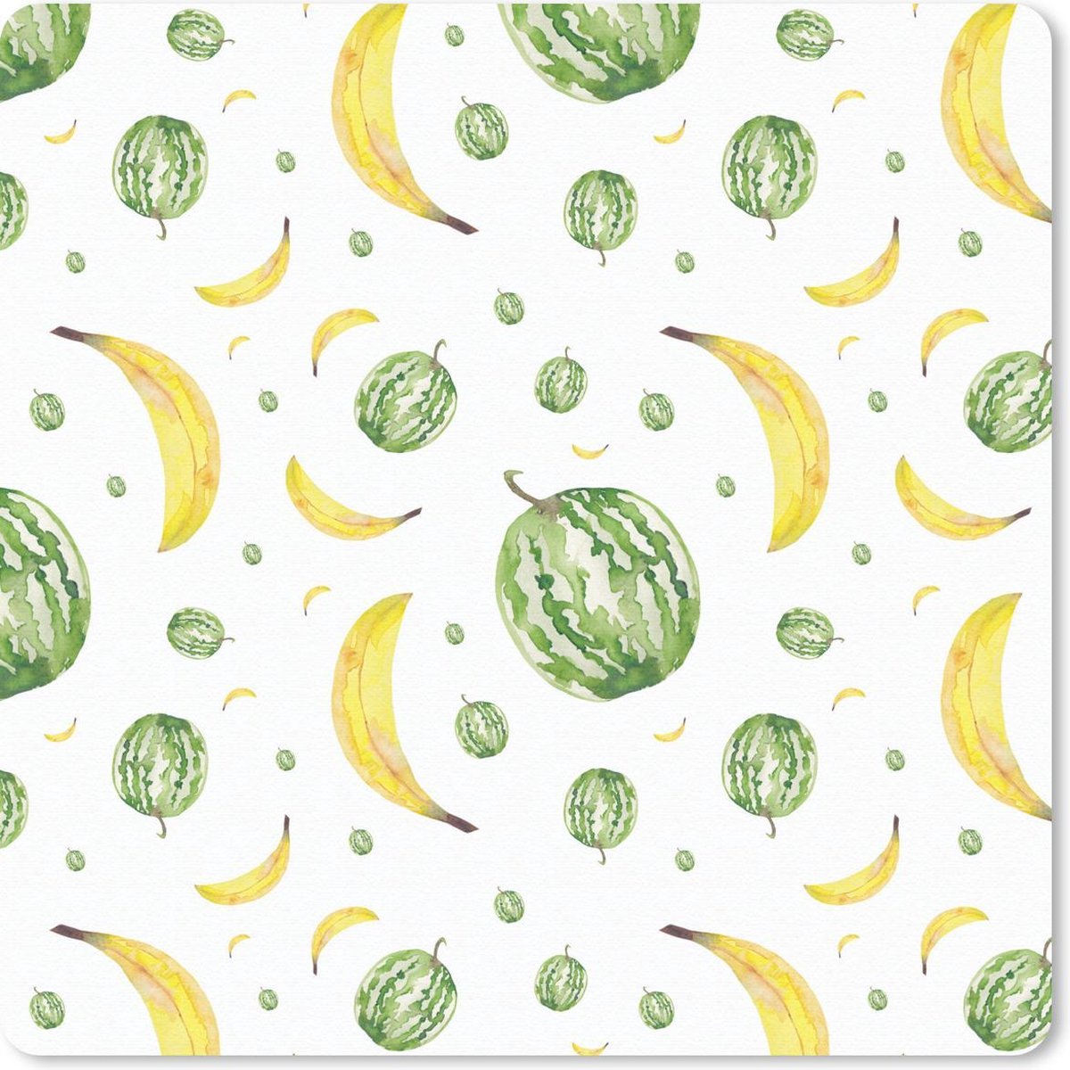 Muismat 30x30 cm - Mousepad Watermeloenen - Bananen - Sjablonen - Muismatten