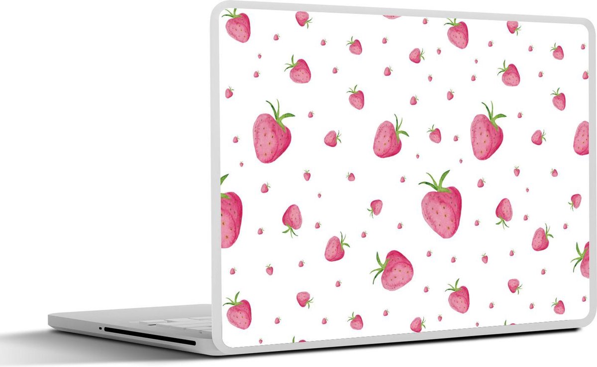 Laptop sticker - 14 inch - Aardbei - Fruit - Wit - 32x5x23x5cm - Laptopstickers - Laptop skin - Cover