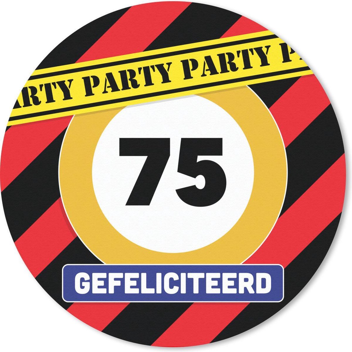 Muismat rond 40x40 cm - Mousepad Jubileum - 75 Jaar verjaardag - Feest - Ronde muismatten