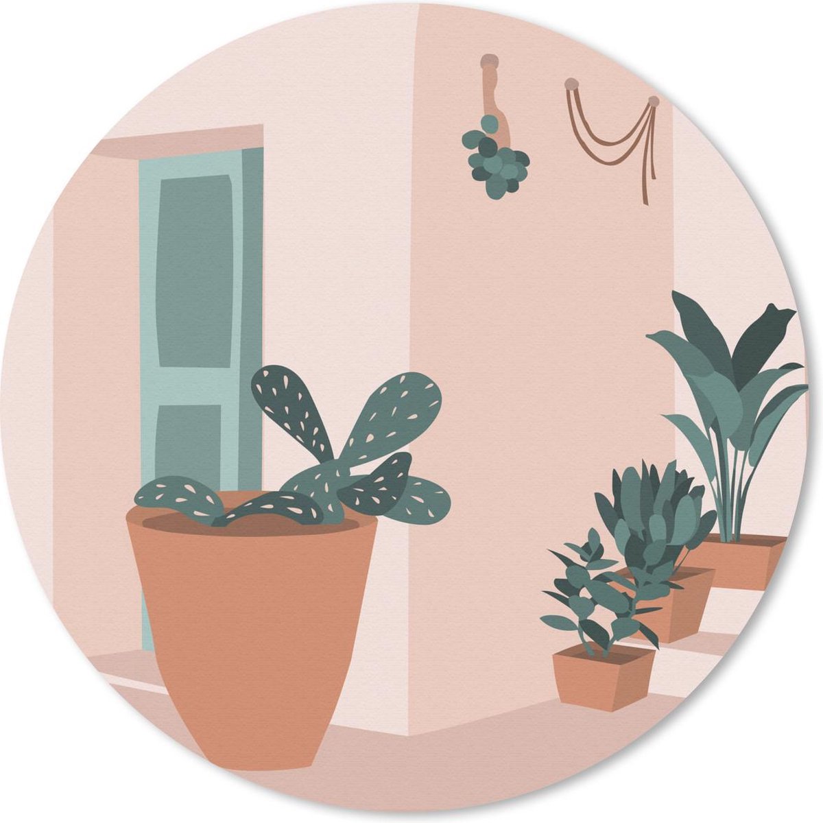 Muismat rond 50x50 cm - Mousepad Zomer - Planten - Pastel - Ronde muismatten