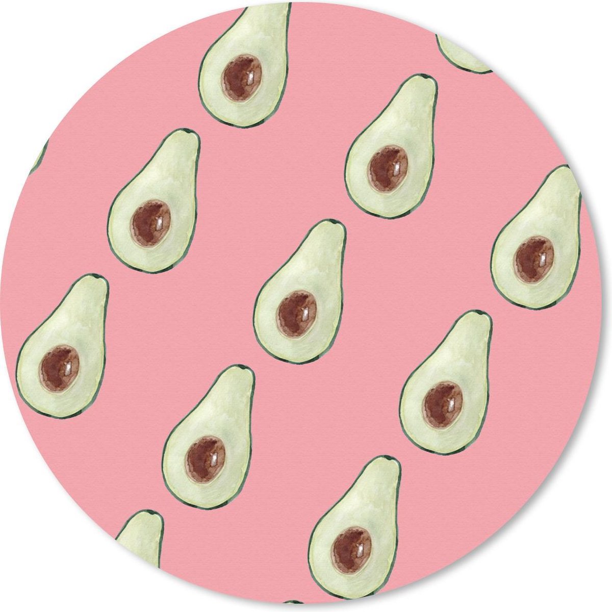 Muismat rond 20x20 cm - Mousepad Avocado - Roze - Fruit - Ronde muismatten